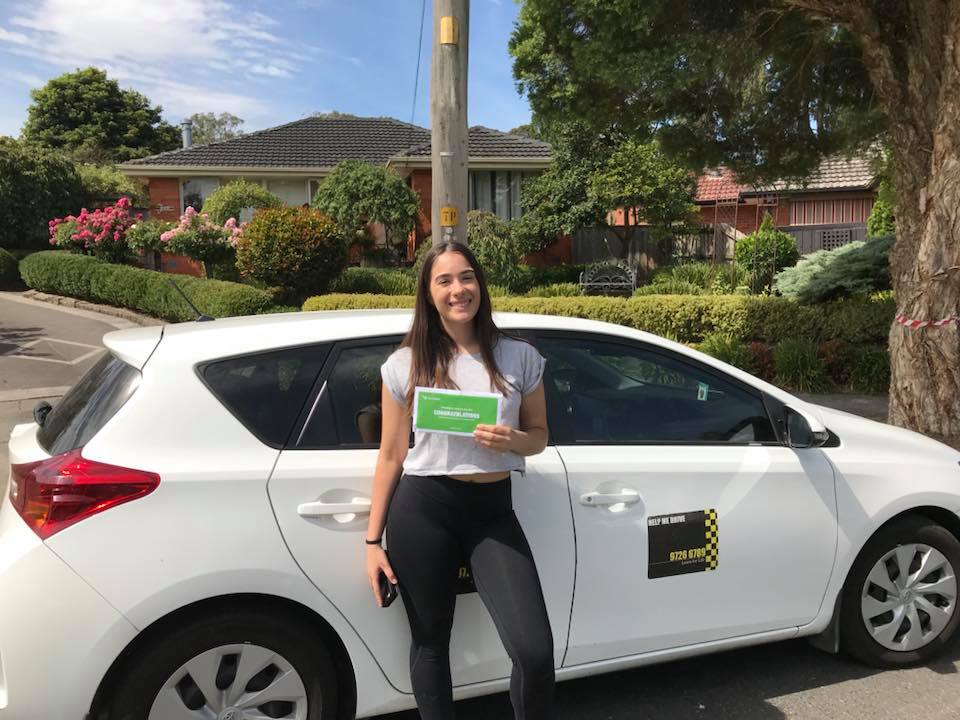 Proud student after passing driving test in Mooroolbark